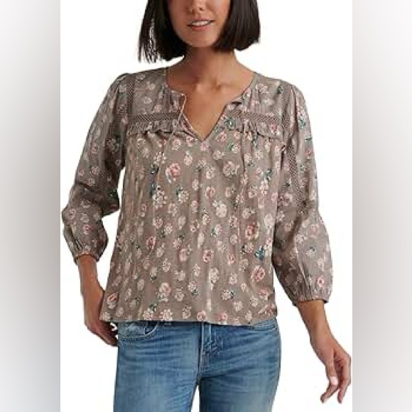 Lucky Brand Tops - Lucky Brand Women's Sleeve Floral Printed Peasant Top Size Large